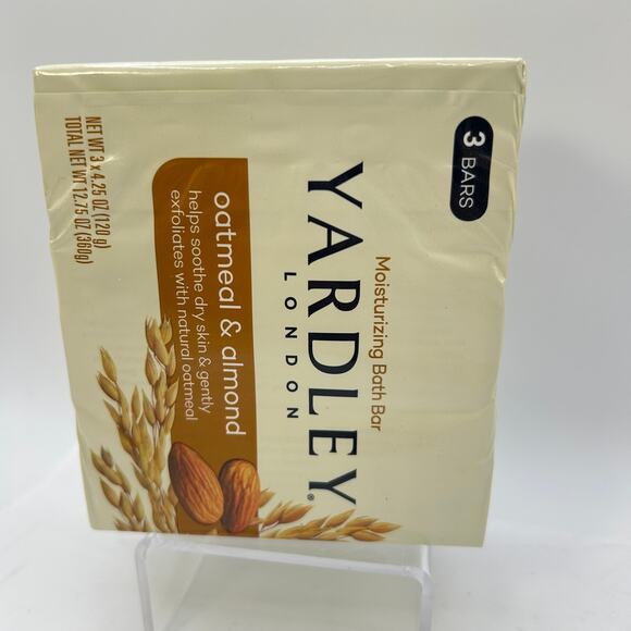 Yardley London Bath Bar Soap, 4.25oz Oatmeal & Almond 3 Pack Soothing Exfoliates - Picture 6 of 7